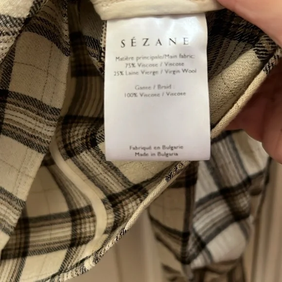Sézane Women’s Angela Shirt Button Ruffle Front Casablanca Plaid Blouse Size 36 - Picture 5 of 7